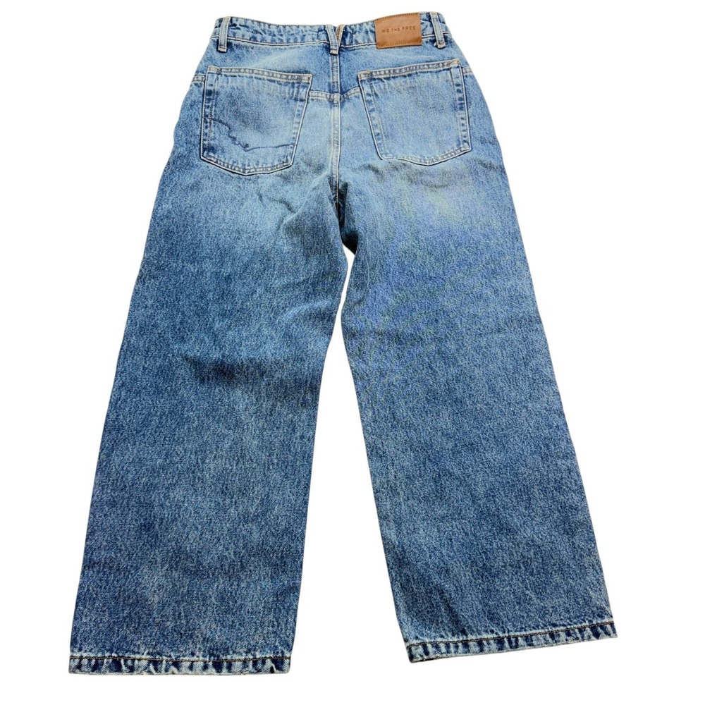 Free People Deep Trance Dropped Boyfriend Jeans Women's 27 Blue Low Rise Crop - Picture 3 of 14